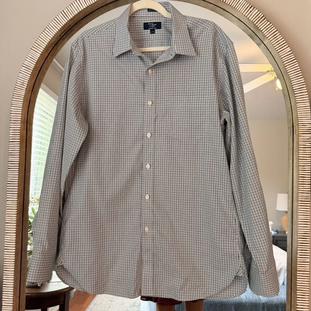 J.Crew Thompson Heritage Men’s L 16-16.5 Wrinkle Free 2-Ply Cotton Check Shirt